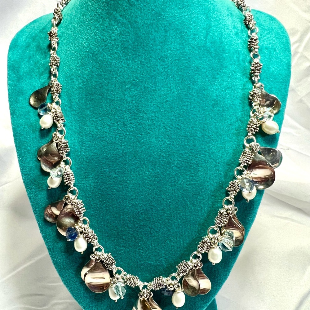 Starry Night by Michael Dawkins, 925 Sterling silver w/pearls & blue topaz. - Picture 3 of 16